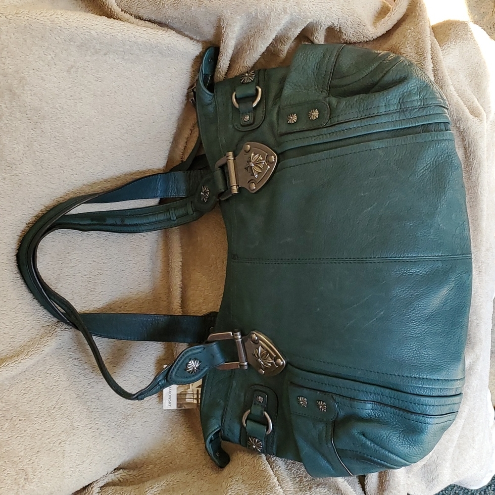 BRUCE MAKOWSKY NWT pine forest green soft leather bag - Picture 4 of 10